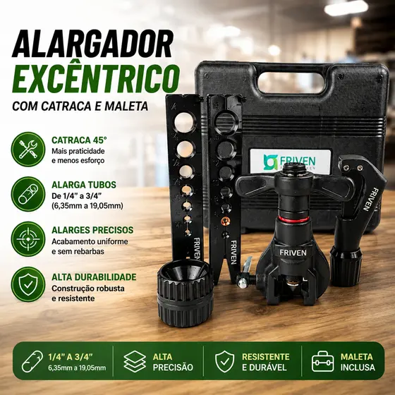 Back Field Kit Flangeador Excentrico Com Catraca 3/16 a 3/4 Metrico e Pol Esmerilhadeira