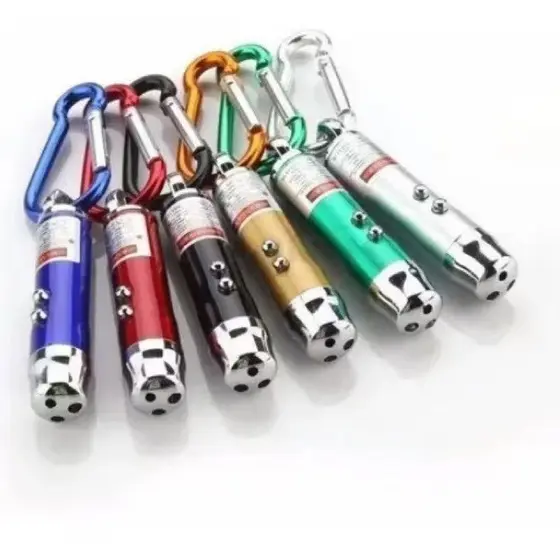 Kit 2/4/6 Laser Led 3 em 1 Para Gatos Brinquedo Interativo Pet Caneta Recarregável Lanterna Luz UV