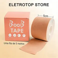 Fita Boob Tape Sutiã Adesivo Levanta Seio Invisível Rolo 5 Metros Algodão Bege Sustentação