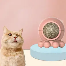 Brinquedo Gato Interativo Polvo Catnip Bola Giratória Lambe Limpa Dente Pet Anti-stress Adesivo