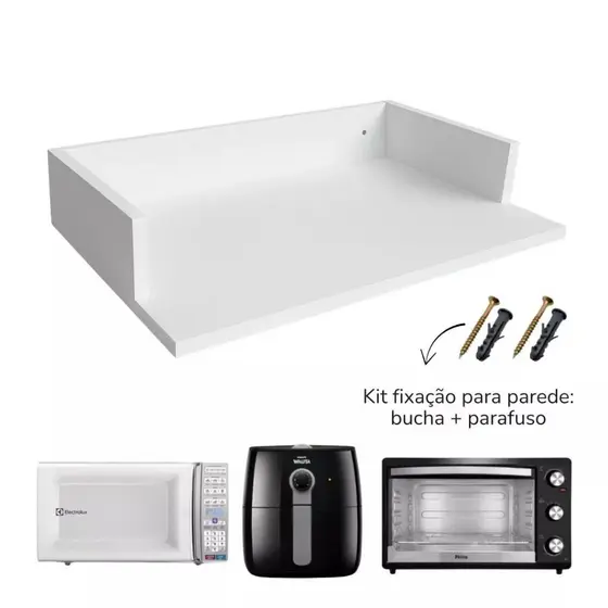 Nicho Suporte MDF 50X40 Microondas Airfryer Impressora Cozinha Parede Branco