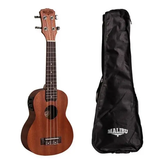 Ukulele Elétrico Soprano Malibu 21se Natural Fosco Com Bag