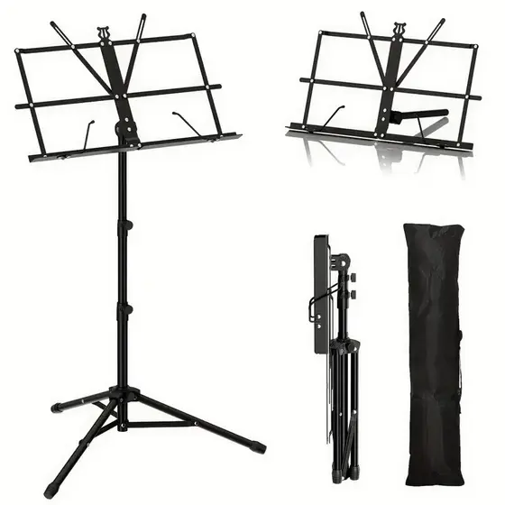 Estante Partitura Dobrável Suporte Pedestal Cavalete Ajustável e Antiderrapante com Bolsa