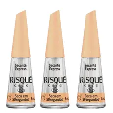 KIT 3 Esmalte Secante Express Risque Care Seca em 50 Segundos