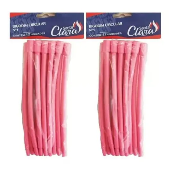 Bigodim Circular Cachos Perfeitos Cabelos Ondas N°1 Kit 24 Unidades Rosa