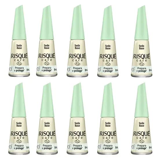 Kit 10 Esmaltes Risqué Care Base Fortalecedora 8ml – Tratamento para Unhas