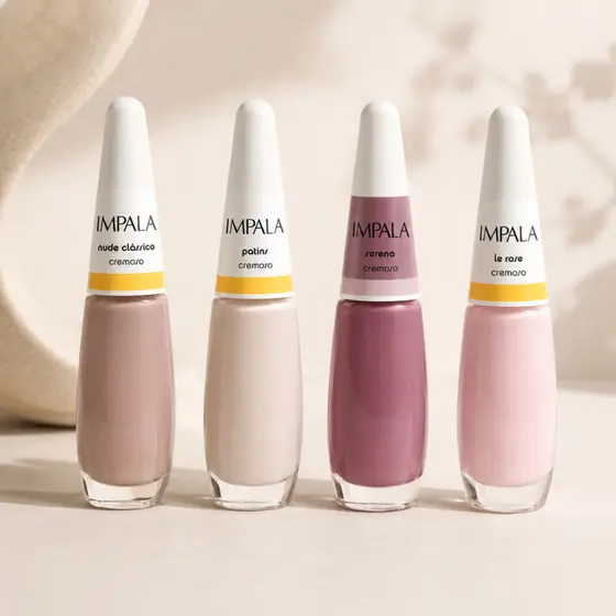 Kit 4 Esmalte Impala Tons de Nude Rosa