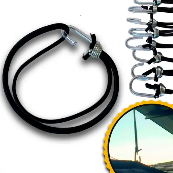 Kit Elástico Lona 10/20/30/40/50 uni Caminhão Extensor 35cm com Gancho