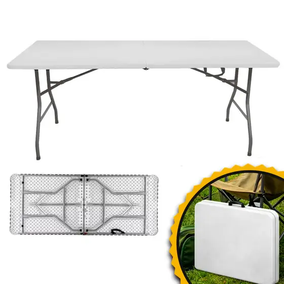 Mesa Dobrável 1,80m Reforçada Tipo Maleta Até 6 Pessoas Portátil Pesca Camping Home Brava Adventure