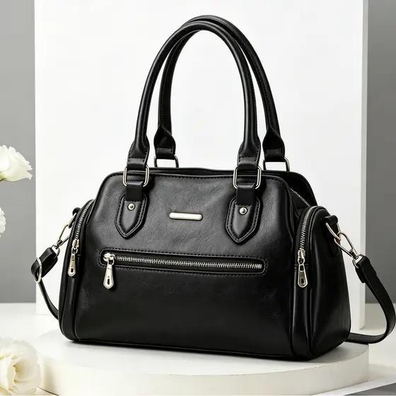 bolsa boston feminina multiplos compartimentos ziper frontal alça transversal regulavel elegante trabalho diario