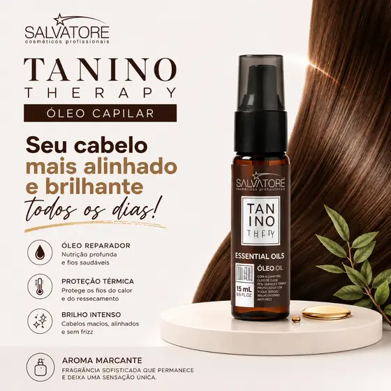 Óleo Capilar Profissional Salvatore 15ml Proteção Térmica Brilho Intenso e Reduz o Frizz