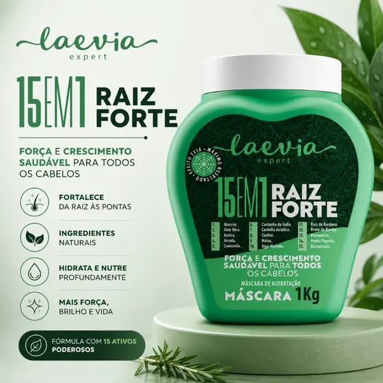 Máscara Capilar 15 em 1 1kg Efeito Teia, Força e Crescimento Saudável dos fios Laevia Expert Salvatore