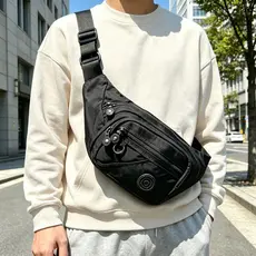Bolsa de Cinto e Peito Versátil Impermeável Unissex com Compartimento Amplo, Vários Bolsos e Correia Ajustável