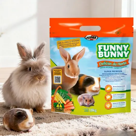 Funny Bunny 1,8Kg Delícias da Horta Ração para Coelhos, Hamster e Roedores Supra