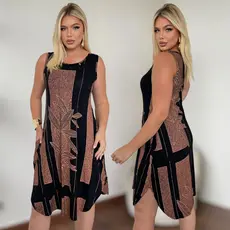 Vestido Feminino Plus Size Curto Estampado Confortável Viscolycra Zero Transparência Verão