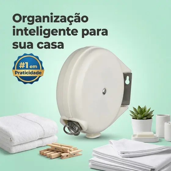 Varal Retrátil De Roupa Mor Sublime 12m Multiangular - Varal De Parede Ideal P/ Apartamento E Área