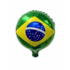 10 Balão Metalizado Bola Brasil 10 pol 25cm Verde amarelo copa do mundo futebol enfeite decoracao