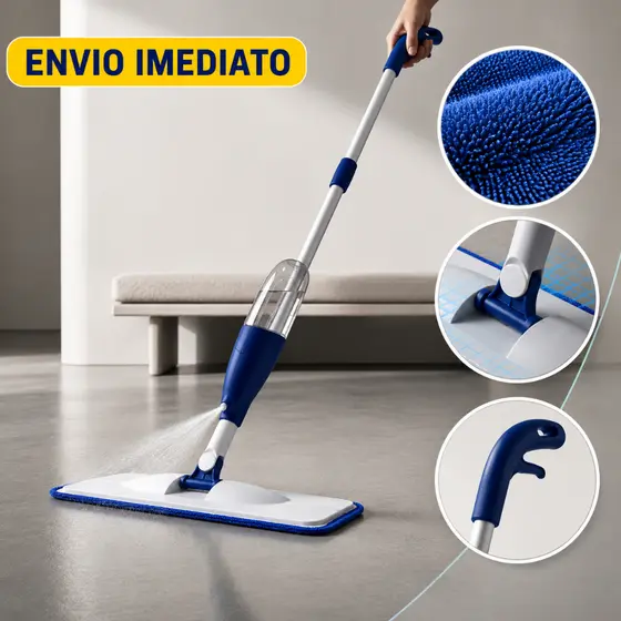 Mop Spray PRO Com Reservatório Rodo De Limpeza Refil Microfibra Vassoura Mágica