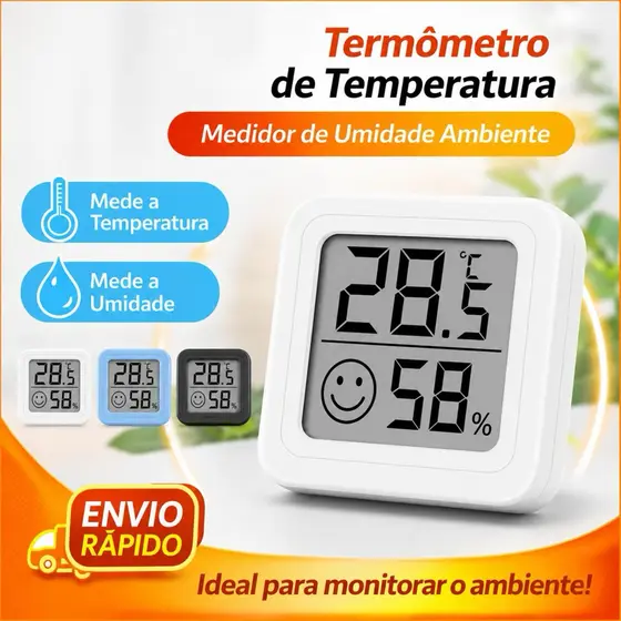 Mini Medidor de Temperatura e Umidade Higrômetro Termômetro Ambiente Compacto Profissional