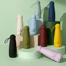 Mini Sombrinha Guarda Chuva Compacto de Bolso Cabo Redondo Cor Lisa