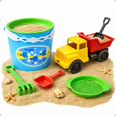 Kit Baldinho Praia Infantil + Mini Caminhão Basculante Com Pá Areia Brinquedo Praia Parquinho
