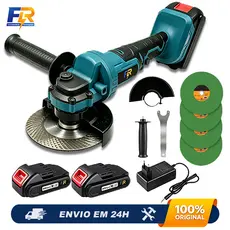 Esmerilhadeira Lixadeira Portátil 100mm 48V para Reformas com 2 Baterias e 4 Discos