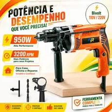 Furadeira Parafusadeira de Impacto 950W Mandril 13mm Reversão Automática para Reformas e Obras