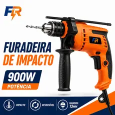 Furadeira Parafusadeira de Impacto Elétrica 900W Mandril 13mm Reversão Automática para Reformas e Obras