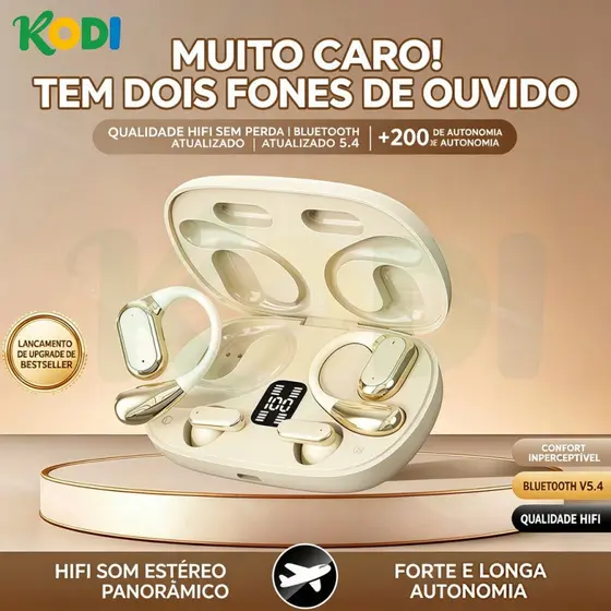 Fone Bluetooth TWS 4 em 1 Intra Auricular, Bluetooth 5.4 Alta Qualidade-B6