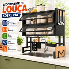 Escorredor De Louça Suspenso Com porta Organizador De Pia Cozinha Rack Pratos Copos com protecao contra poeira