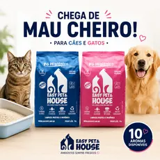 Pó Higiênico para Gatos e Cachorro Easy Pet & House 1kg Elimina Odores 10 Aromas Biodegradável Areia