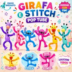 1 | 2 | 4 | Unid Stitch Girafas Brinquedo Infantil Diversão Crianças Com Luz Led Ventosa Pop Tube Estica Gruda Flexível