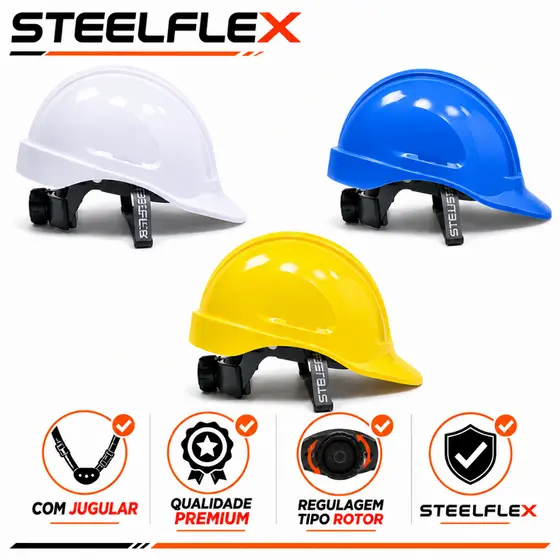 Capacete Segurança Steelflex Turtle Ajuste Catraca Jugular Trabalho Obra Indústria Escalada Rapel