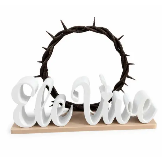 Letreiro 3D Ele Vive Enfeite de Mesa Decoração Cristã Impressão 3D