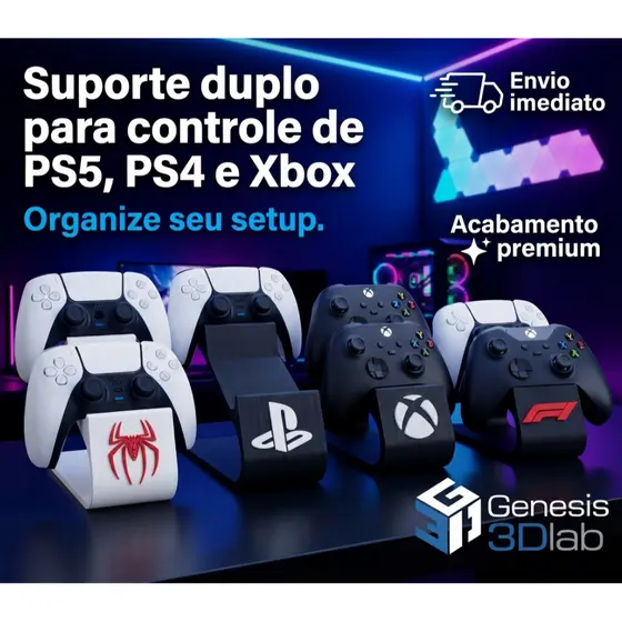 Suporte Duplo Para 2 Controles  PS5 -PS4-XBOX  Organização Gamer organizador de mesa