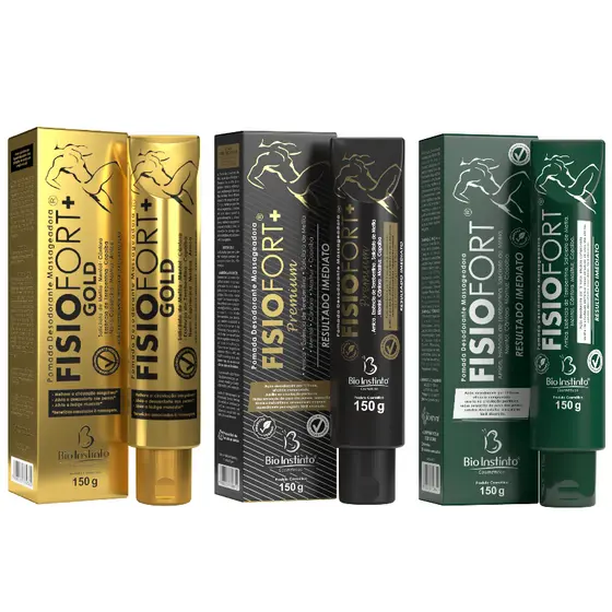 Kit Pomada Massageadora FisioFort Bio Instinto 150g - Gold Premium  Original