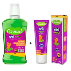 Kit Carmed Enxaguante 250ml + Gel Dental 70g Fini Minhocas