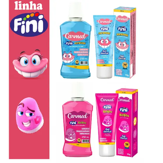 Enxaguante Bucal e Gel Dental Carmed Fini Sabores Cimed
