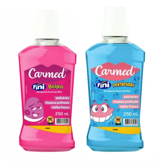 Kit 2 Enxaguante Bucal Carmed Fini Beijos e Dentadura 250 ML cada