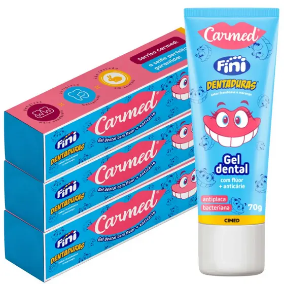 Kit 3 und Gel Dental Carmed Fini Dentaduras 70g