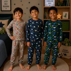 Pijama Infantil Menino Inverno Fleece Quentinho Confortável Tamanho 1 ao 8 Sortido