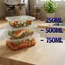 Marmita Pote 250/500/750ml 24un Plástico Descartáveis | Vai ao Freezer e Micro-ondas |