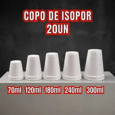 Copo de Isopor 20 unidades 70, 120, 180, 240 e 300ml | Térmico, café, Bebidas Quentes e Geladas |