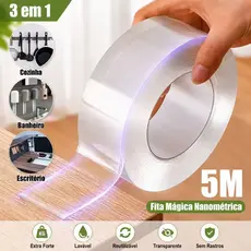Fita Dupla Face Extra Forte Transparente NanoGel Silicone Mágica Adesiva Cola na Parede Móvel Porta
