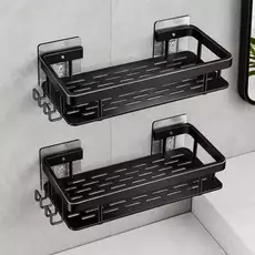 1/2/3 Suporte De Shampoo Preto Organizador Alta qualidade Prateleira De Banheiro Sem Furo Premium-Space Alumínio ES