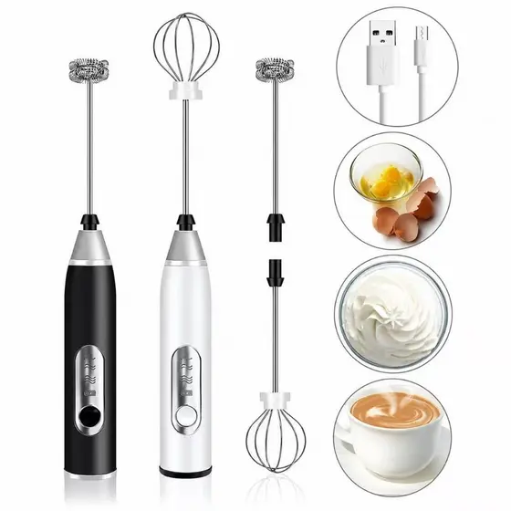 Batedor Misturador Mixer Elétrico para Bebidas Leite Café Clara de Ovo 2 em 1
