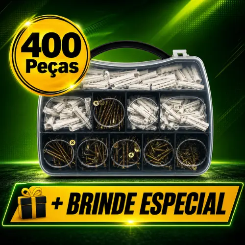 Kit 400 Peças Parafusos e Buchas + Organizador