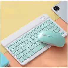Kit Teclado e Mouse Sem Fio Bluetooth Colorido Macaron Portátil Para PC iPad Tablet Notebook