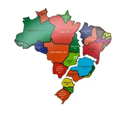 Mapa Do Brasil Quebra-Cabeça Brinquedo Educativo Estados e Região Em MDF Jogo Pedagógico