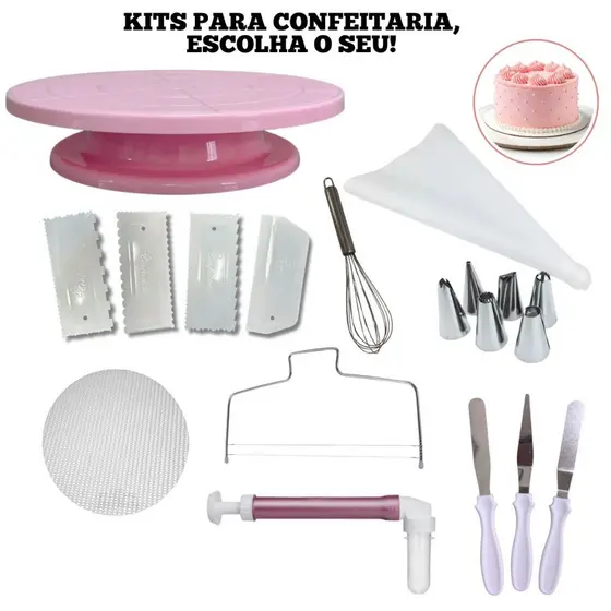 Kits Confeitaria com Bailarina Giratória Raspadores Espátula Saco de Confeitar Várias Opções de Kit